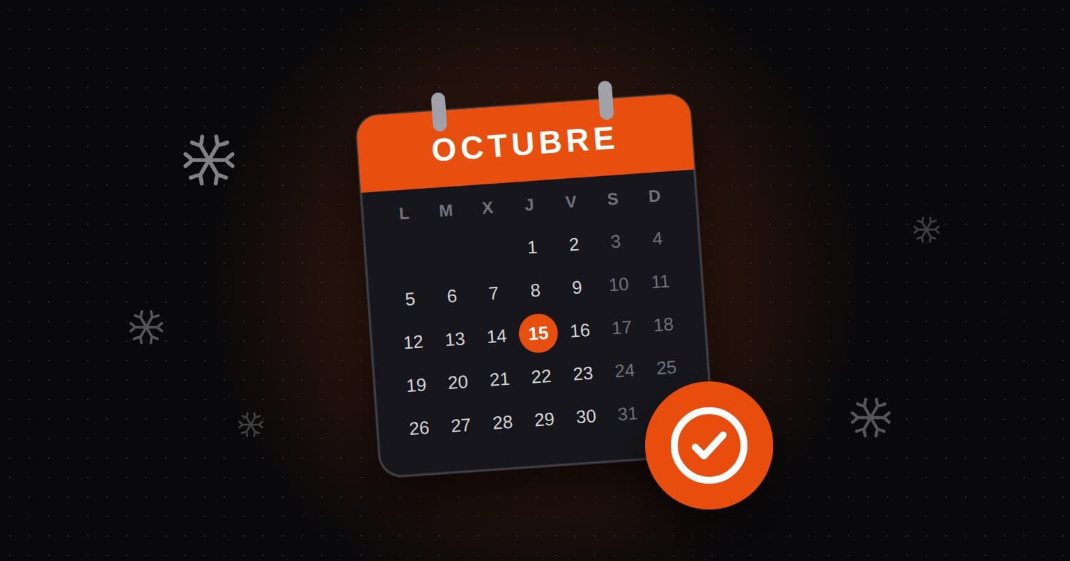 Ilustración de un calendario de octubre con un día marcado para la revisión de la caldera