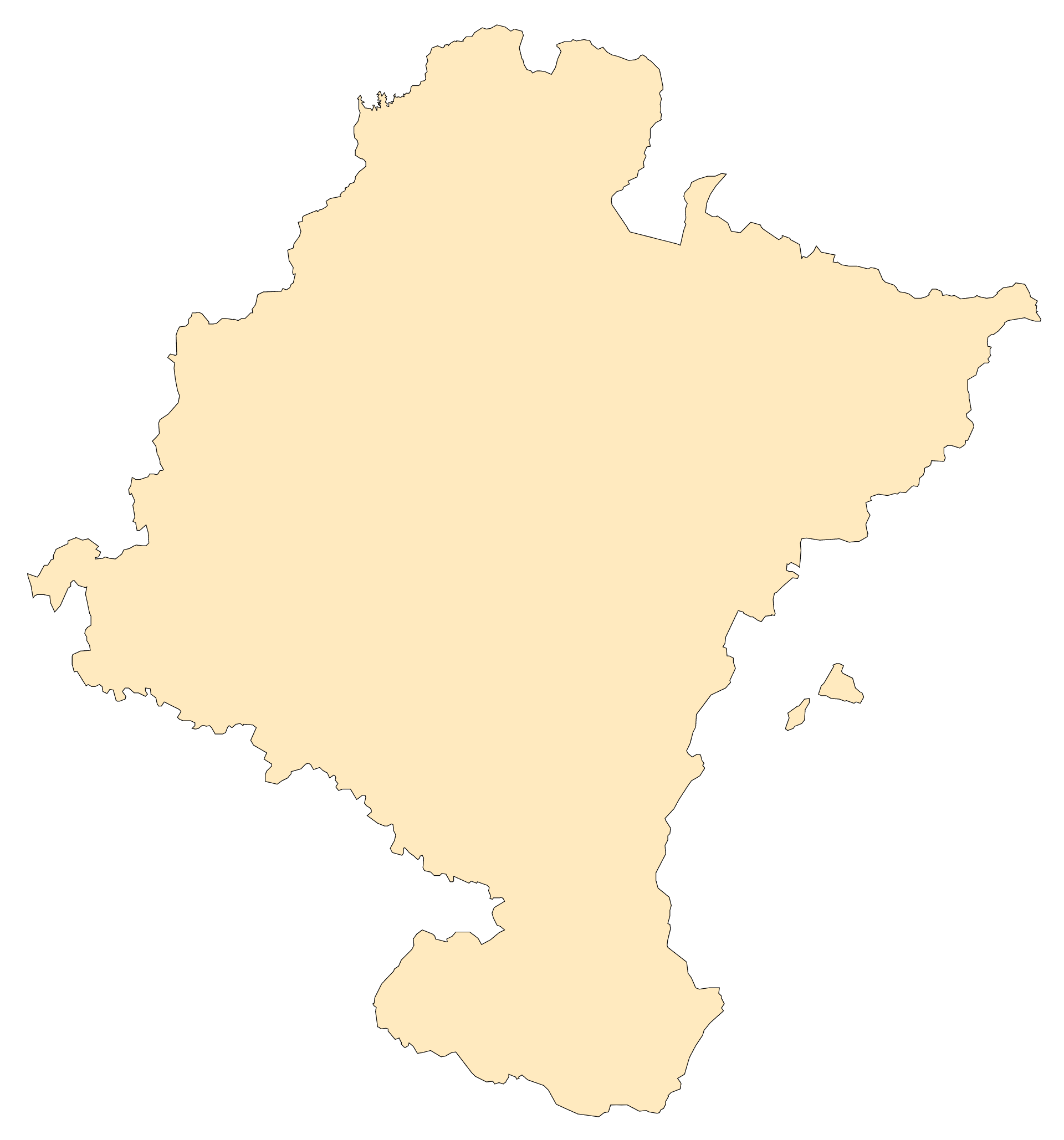 Mapa de Navarra, zona de servicio de Iruman